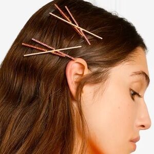 LELET NY Set of two gold-tone crystal hair slides